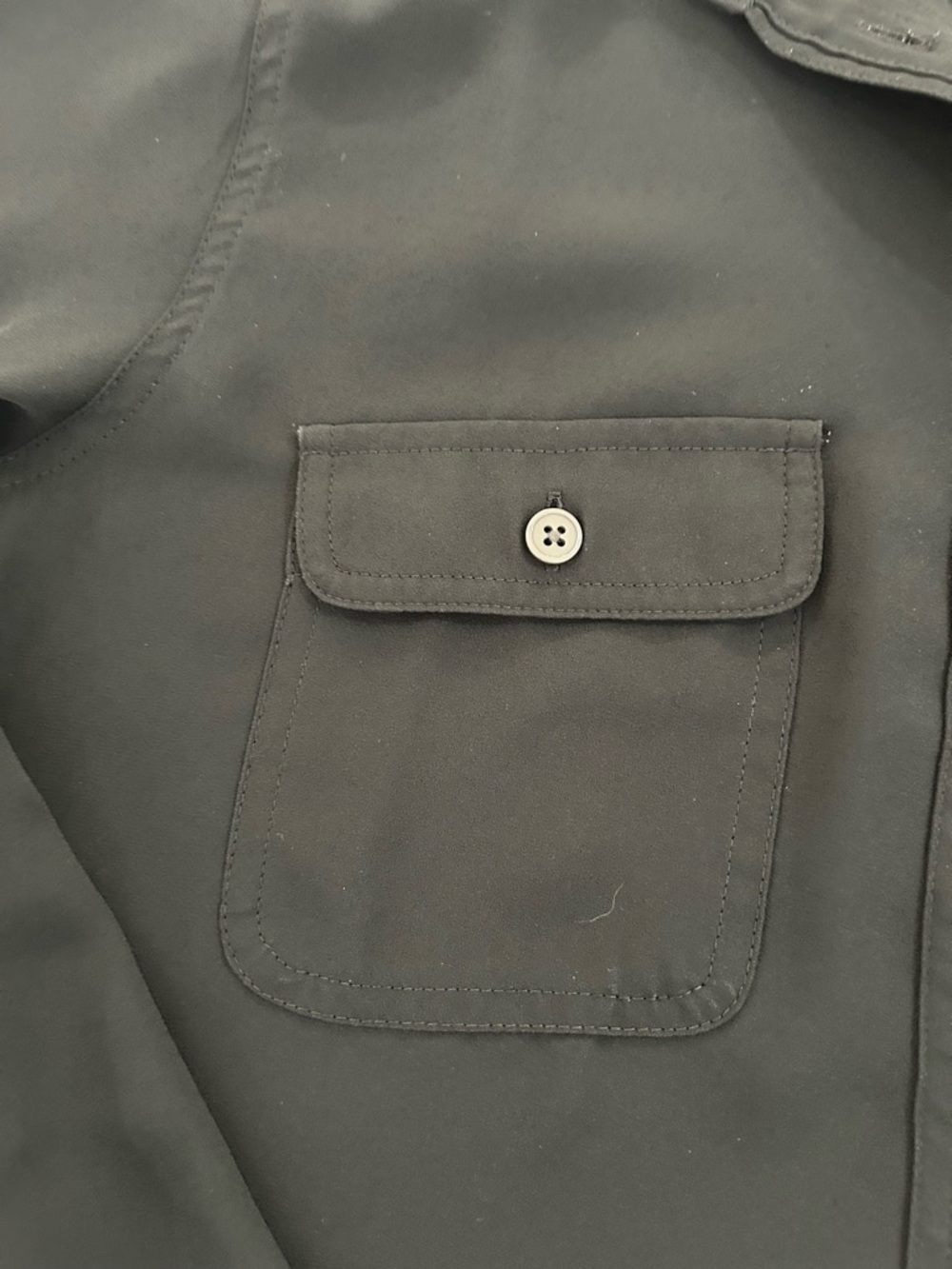 LOFT Black Button-Down Shirt with Chest Pockets - Picture 6 of 7